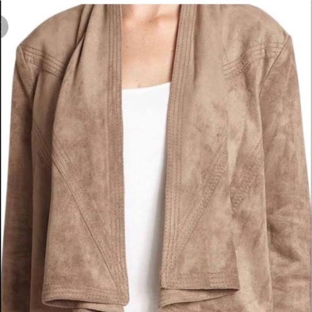 BCBG MaxAzria Mocha Faux Suede‎ Cropped Jacket Sz XXS